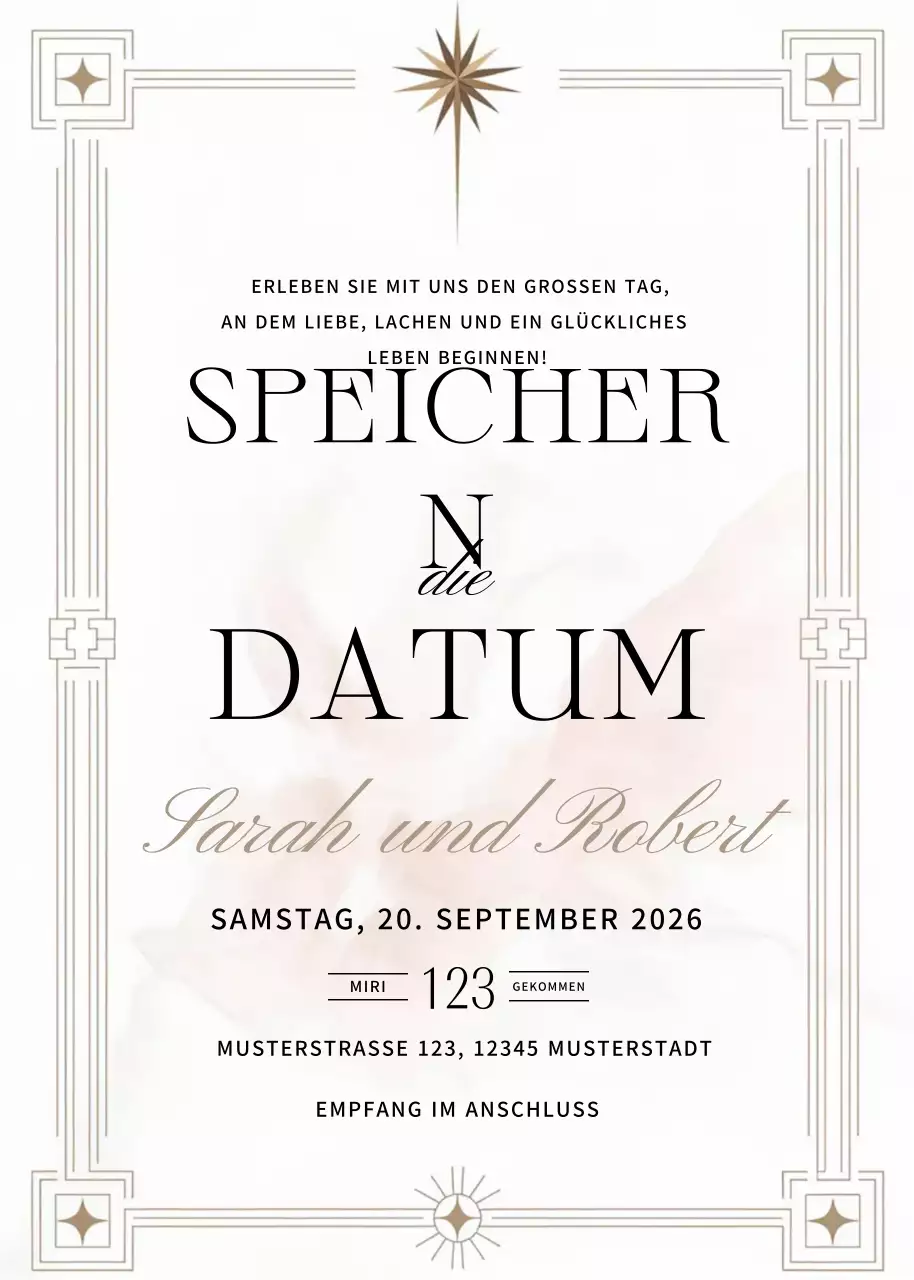 Beige Elegante Hochzeitseinladung