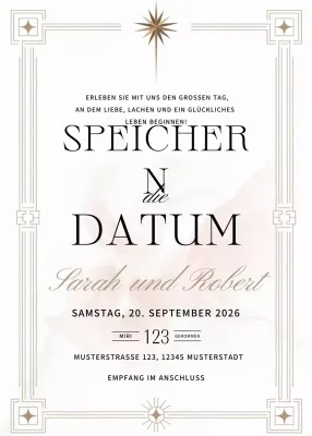 Beige Elegante Hochzeitseinladung