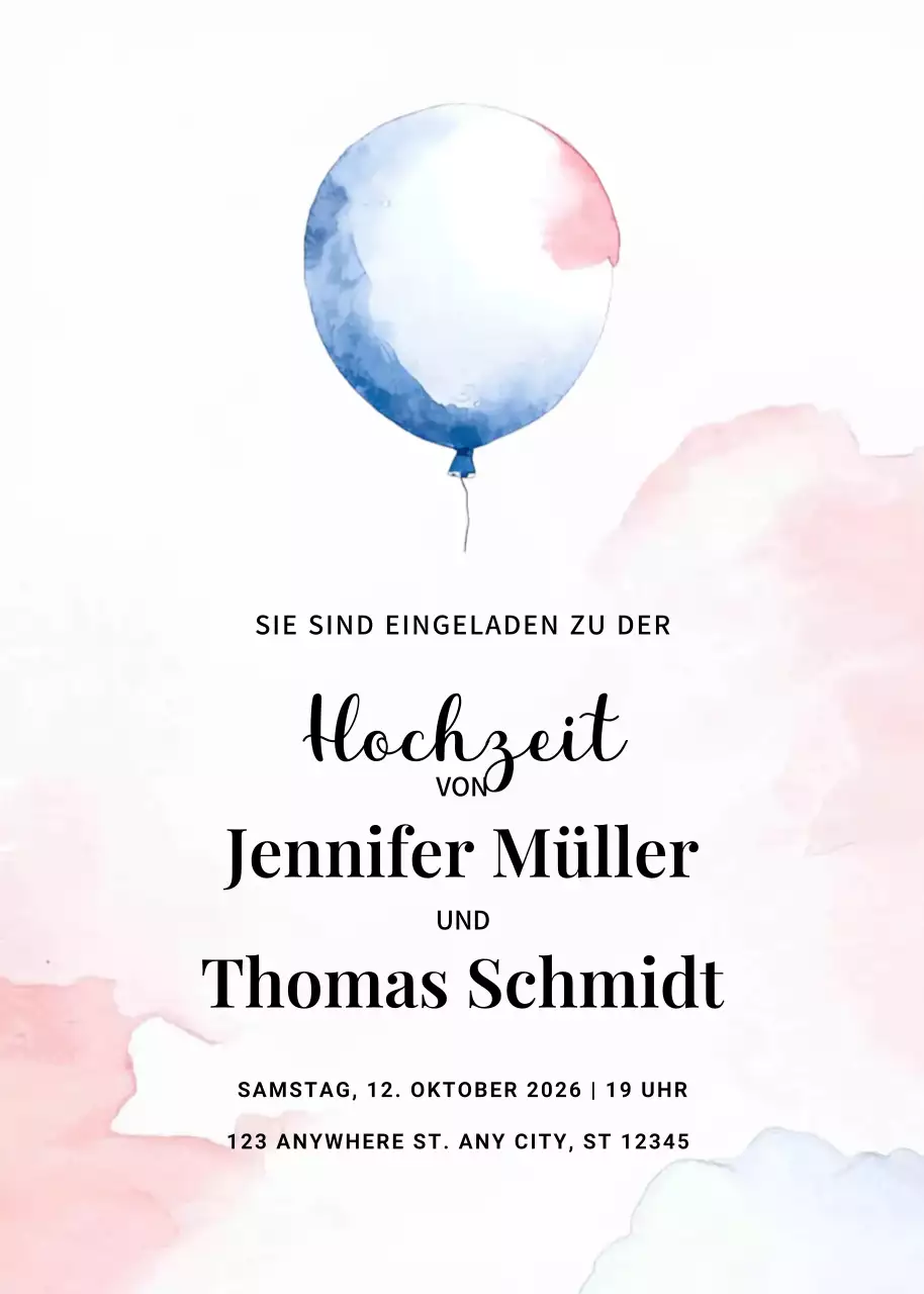 rosa elegante Hochzeitseinladung