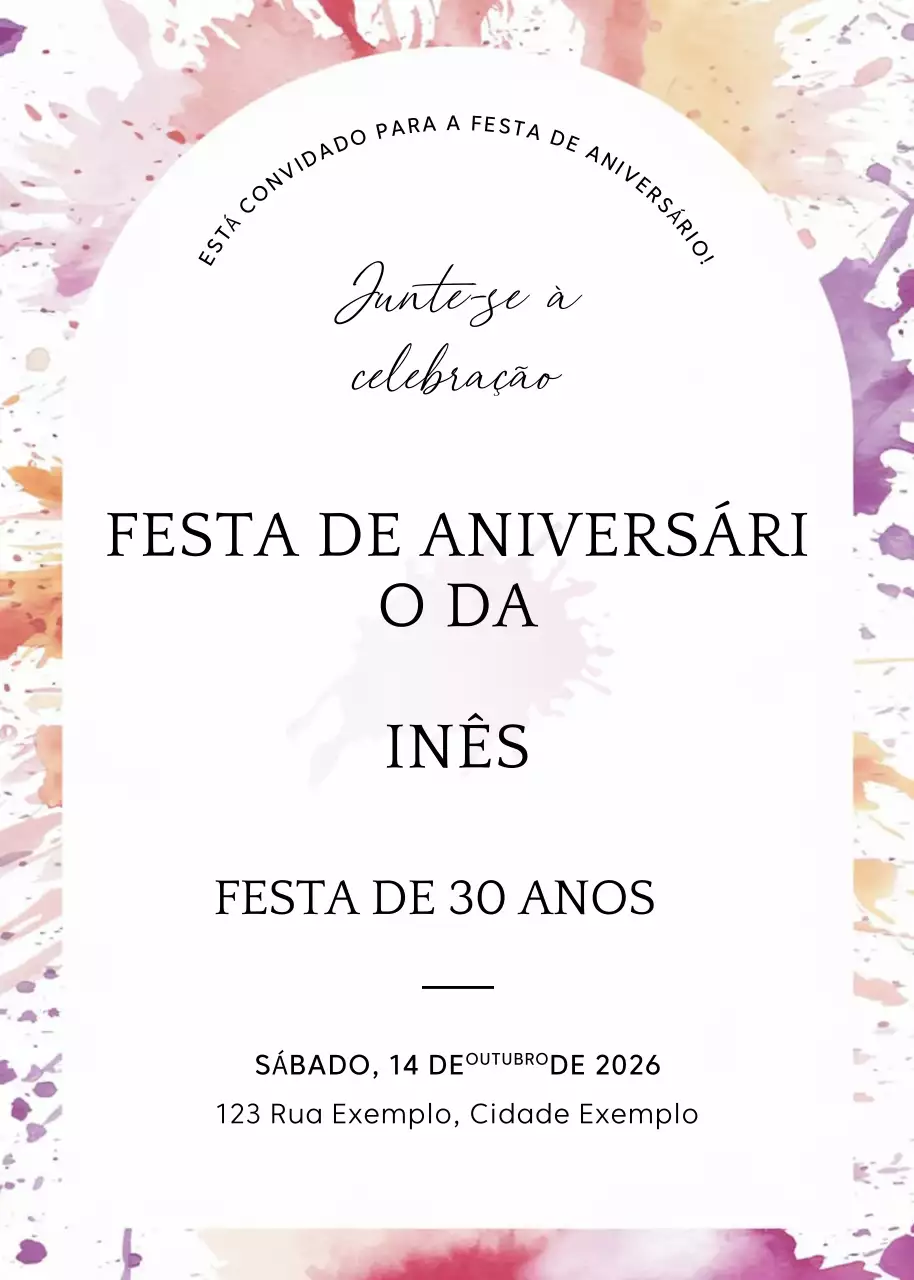 Convite de aniversário elegante e colorido