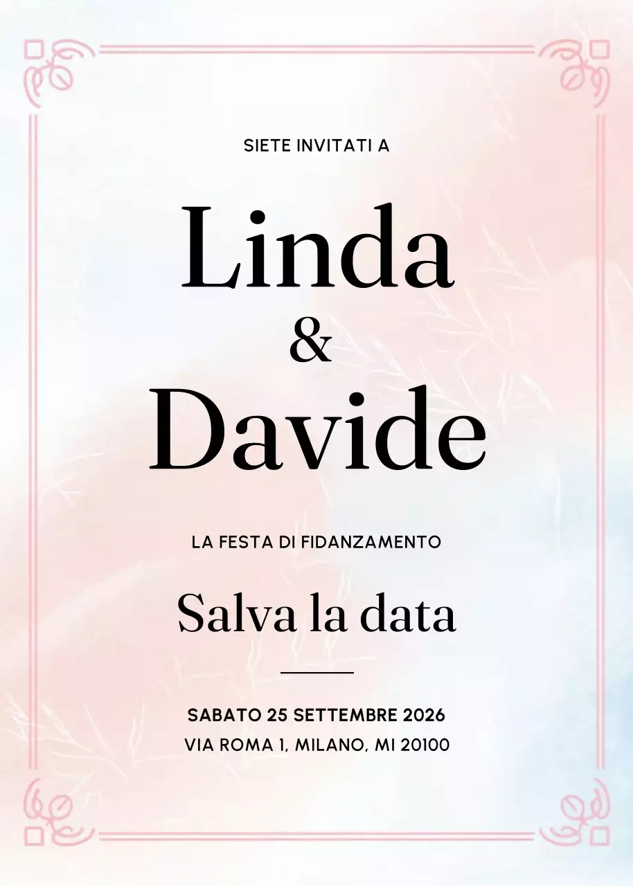 Invito di fidanzamento elegante rosa