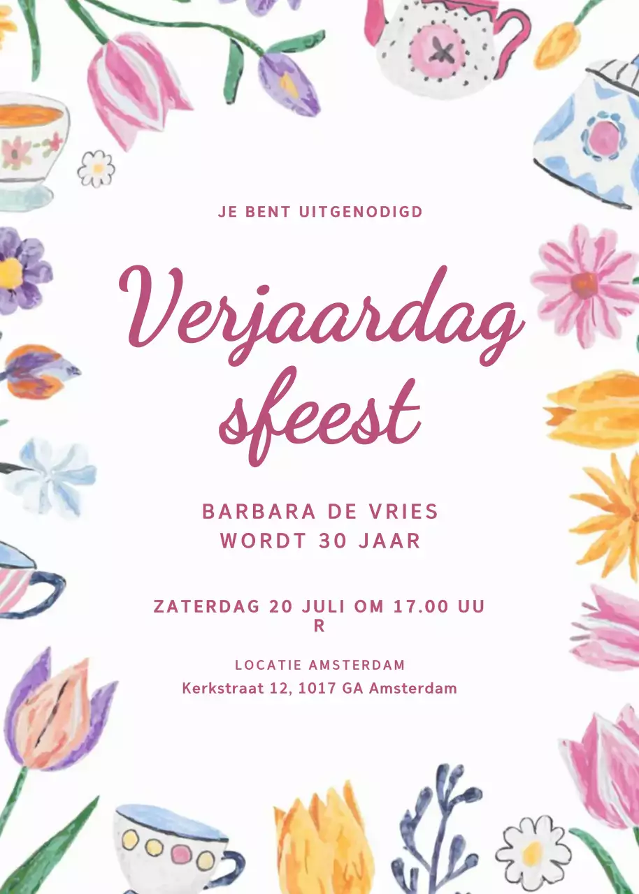 Kleurrijke bloemenuitnodiging