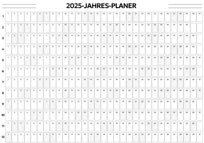 Ein einfacher Jahreskalender in einer gotischen Schriftart mit abgerundeten Quadraten