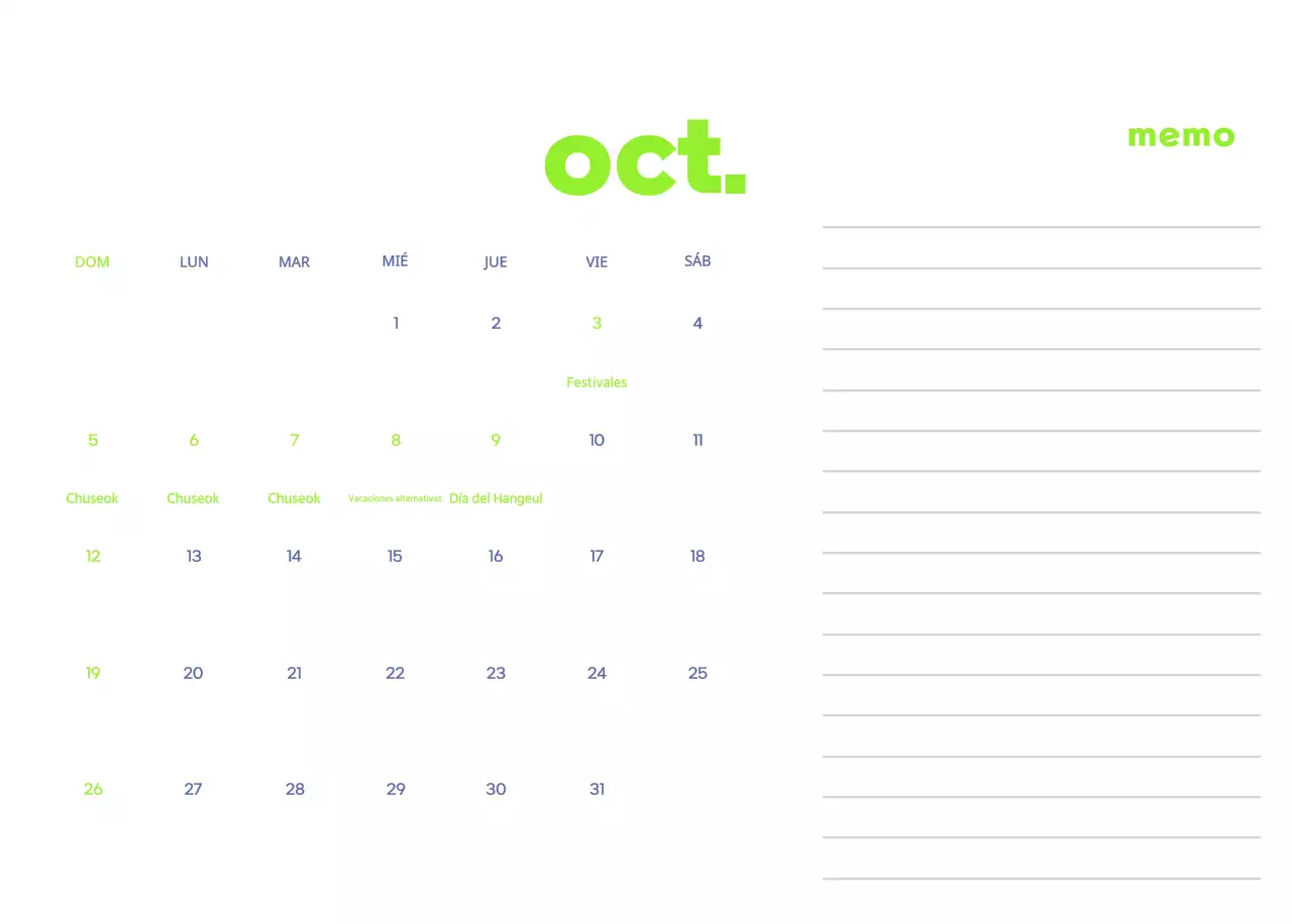 Calendario comercial con simpáticas ilustraciones