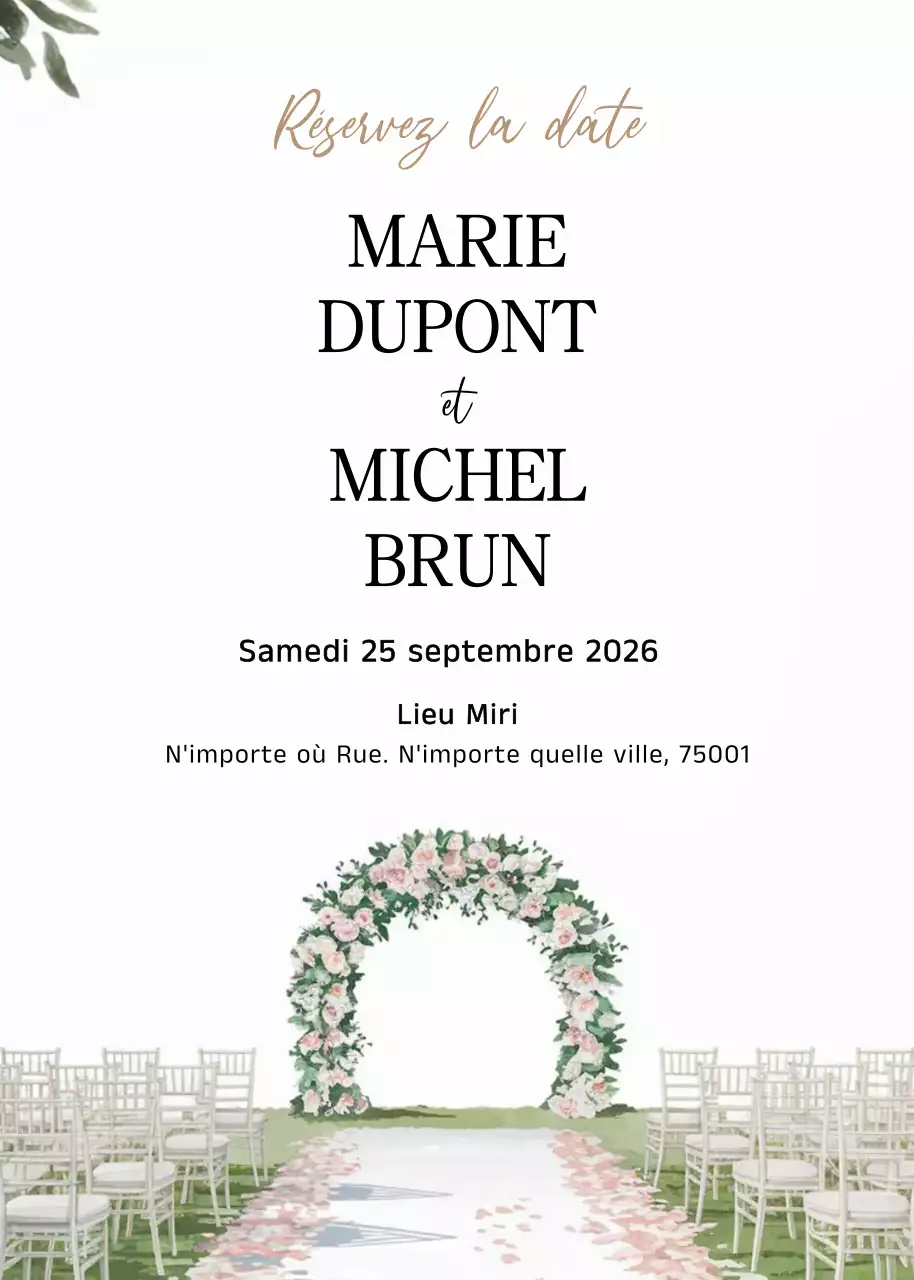 Invitation de mariage élégante et blanche