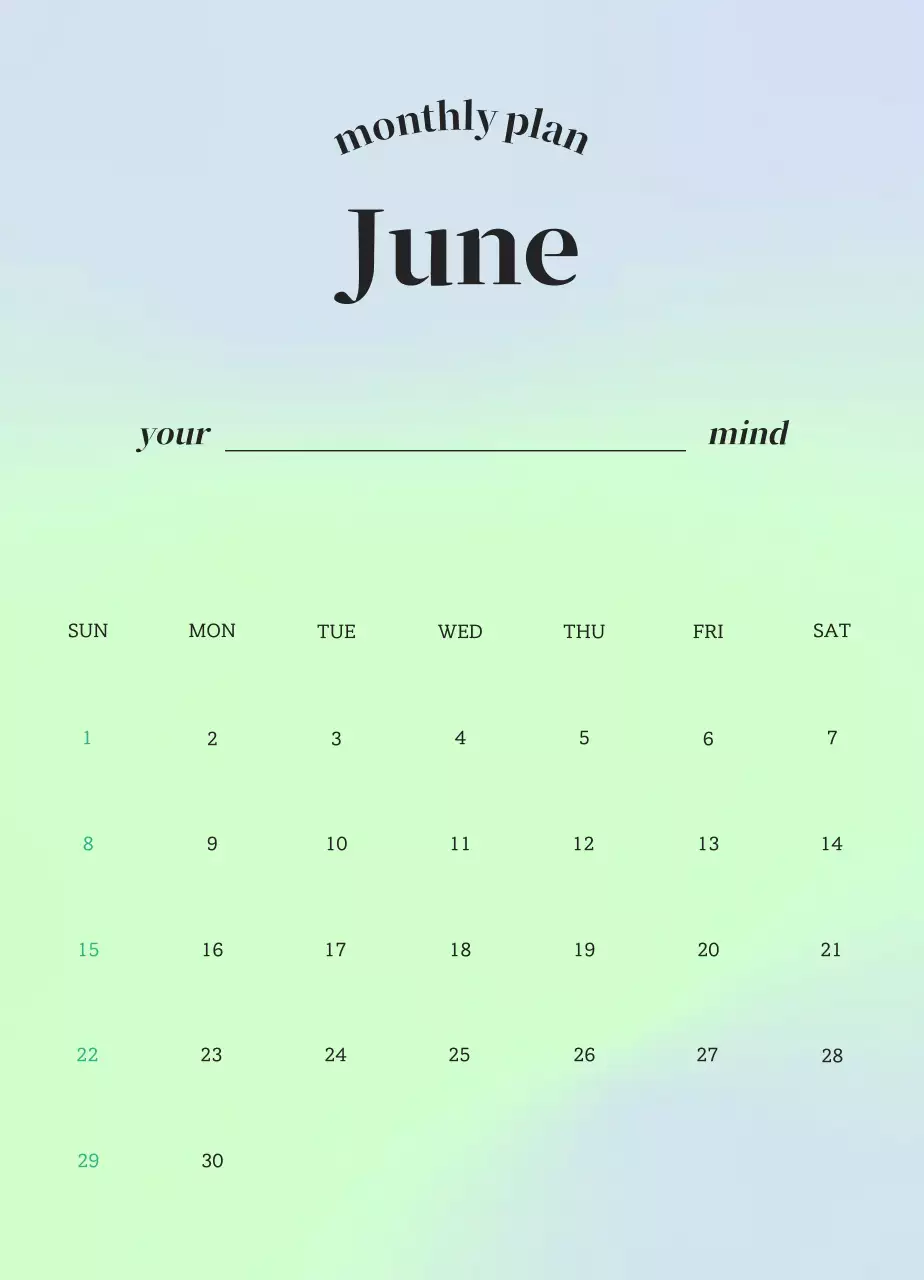 グラデーションミニマリスト感性カレンダー