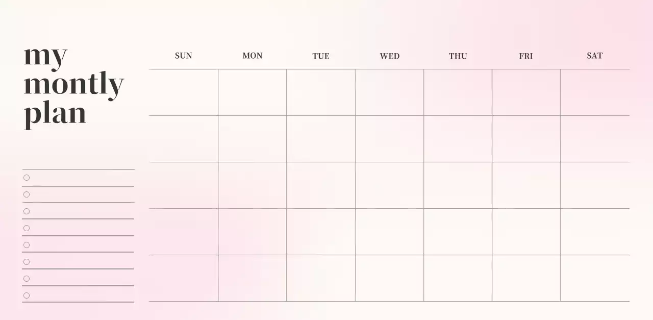 Gradient Minimalist Calendar