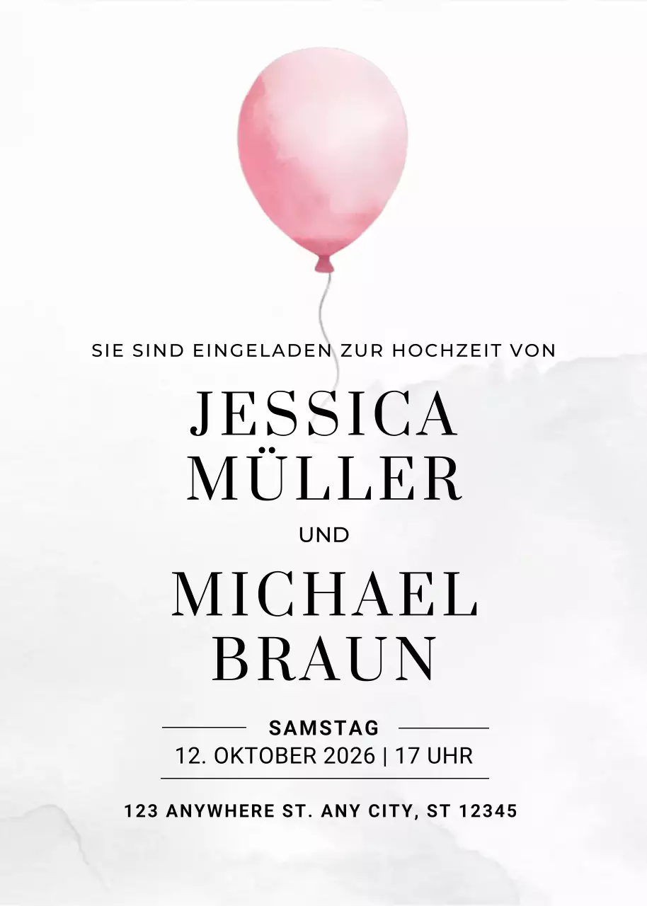 rosa elegante Hochzeitseinladung