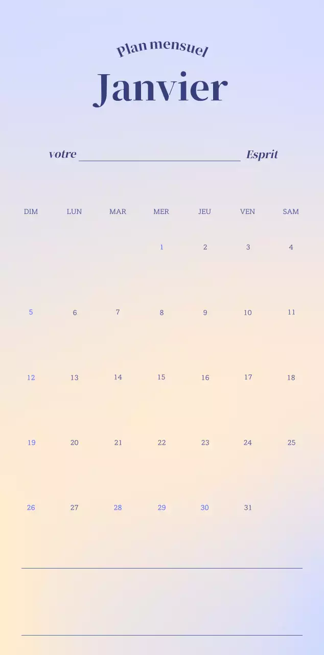 Calendrier minimaliste dégradé