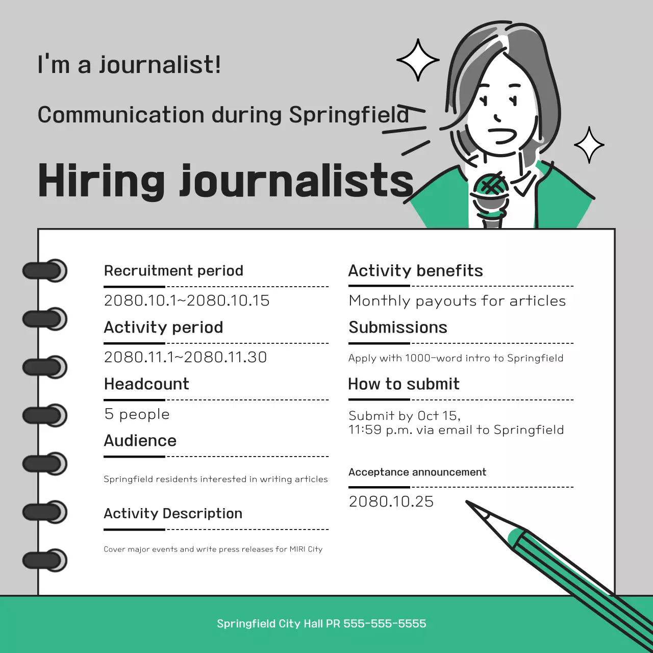 Bài đăng tuyển dụng báo chí tối giản màu xám trên mạng xã hội