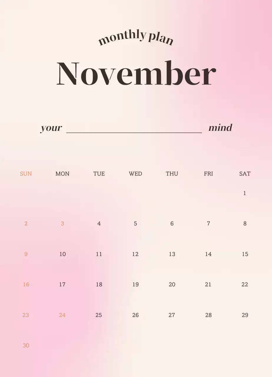 グラデーションミニマリスト感性カレンダー