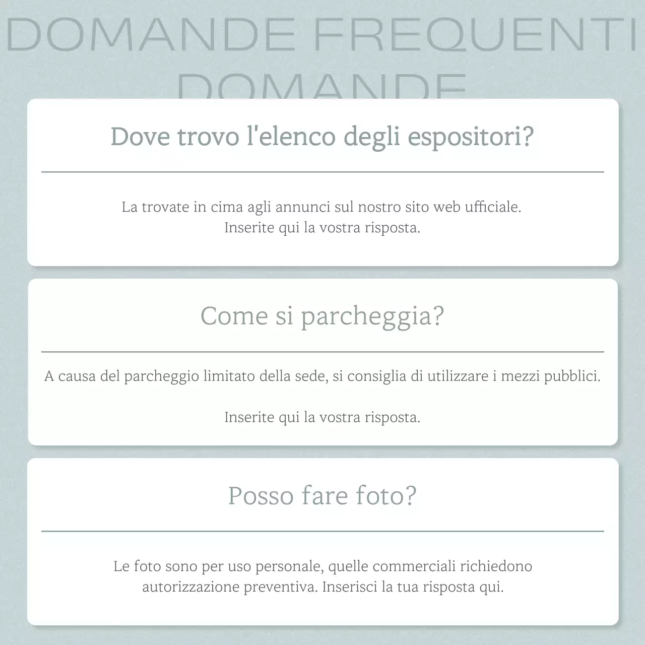Annunci di domande e risposte grigi e minimalisti