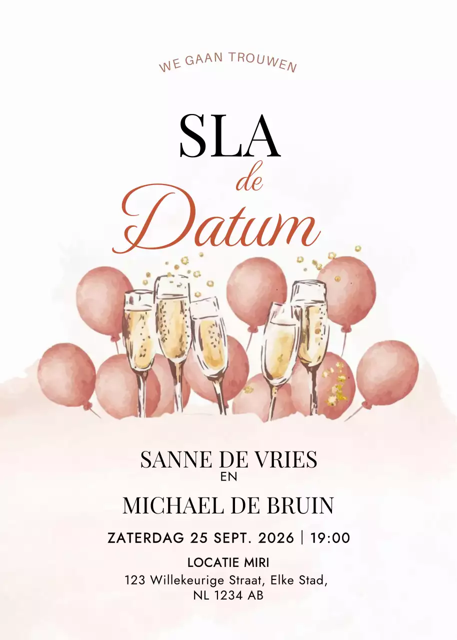 Beige elegante huwelijksuitnodiging