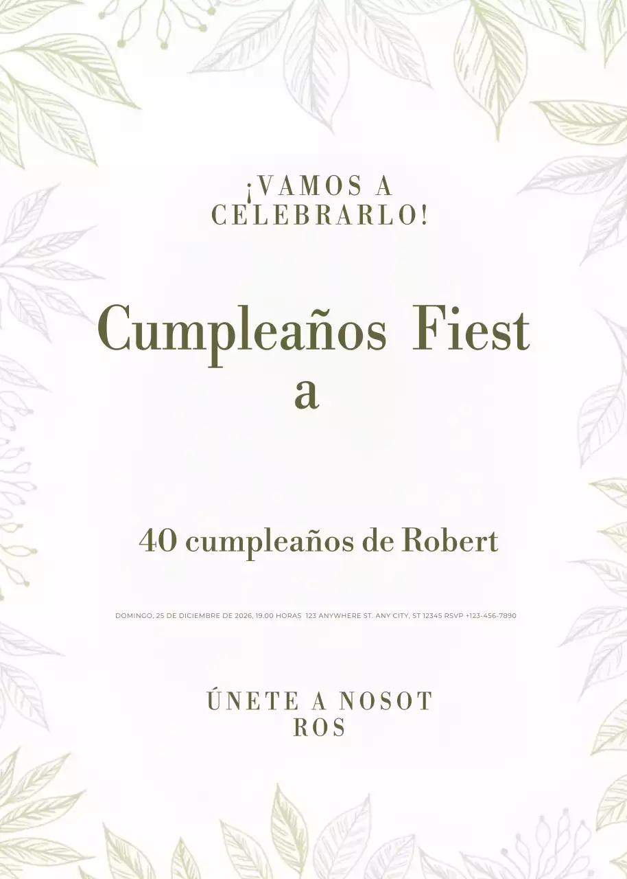 invitación de cumpleaños elegante verde
