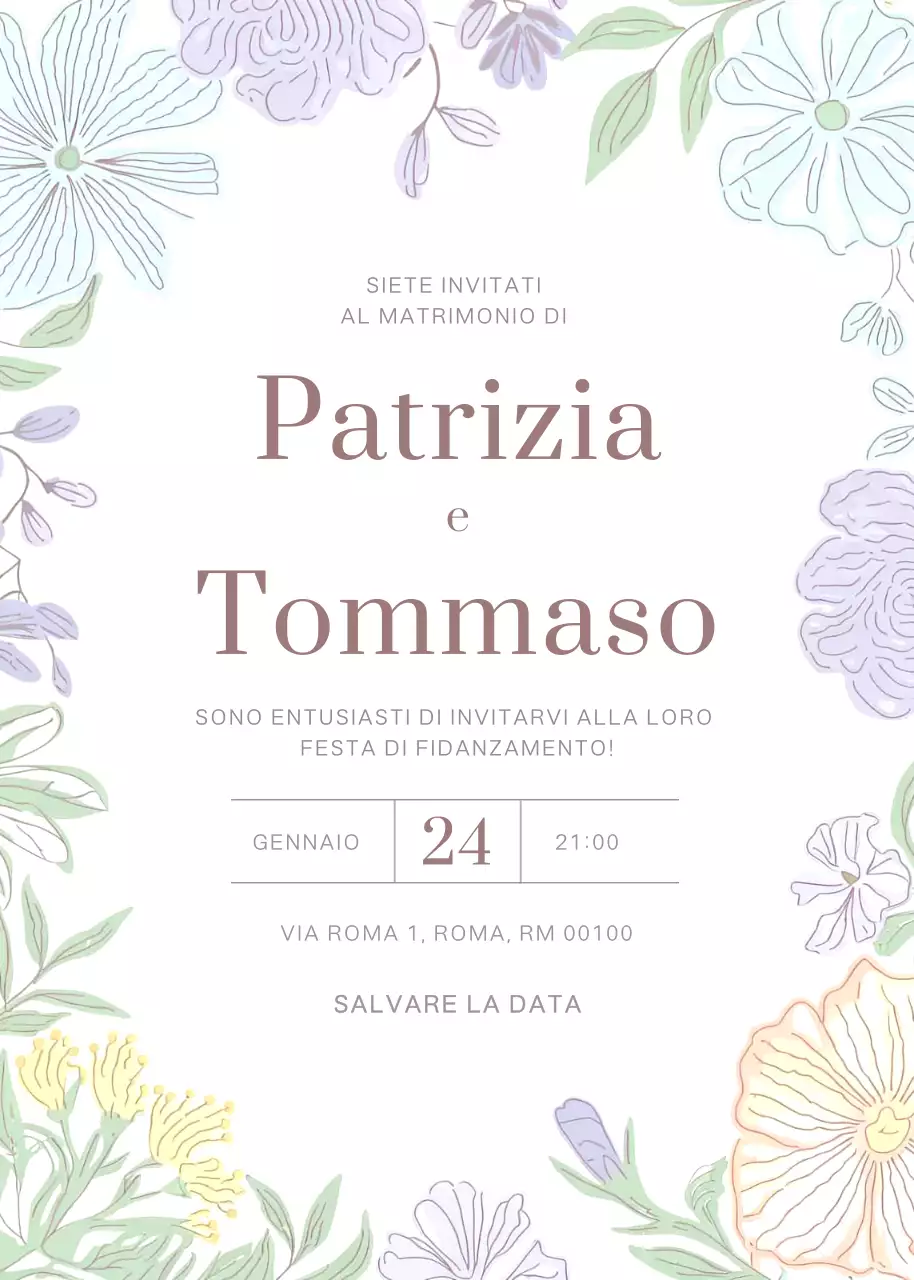 Invito di matrimonio elegante bianco