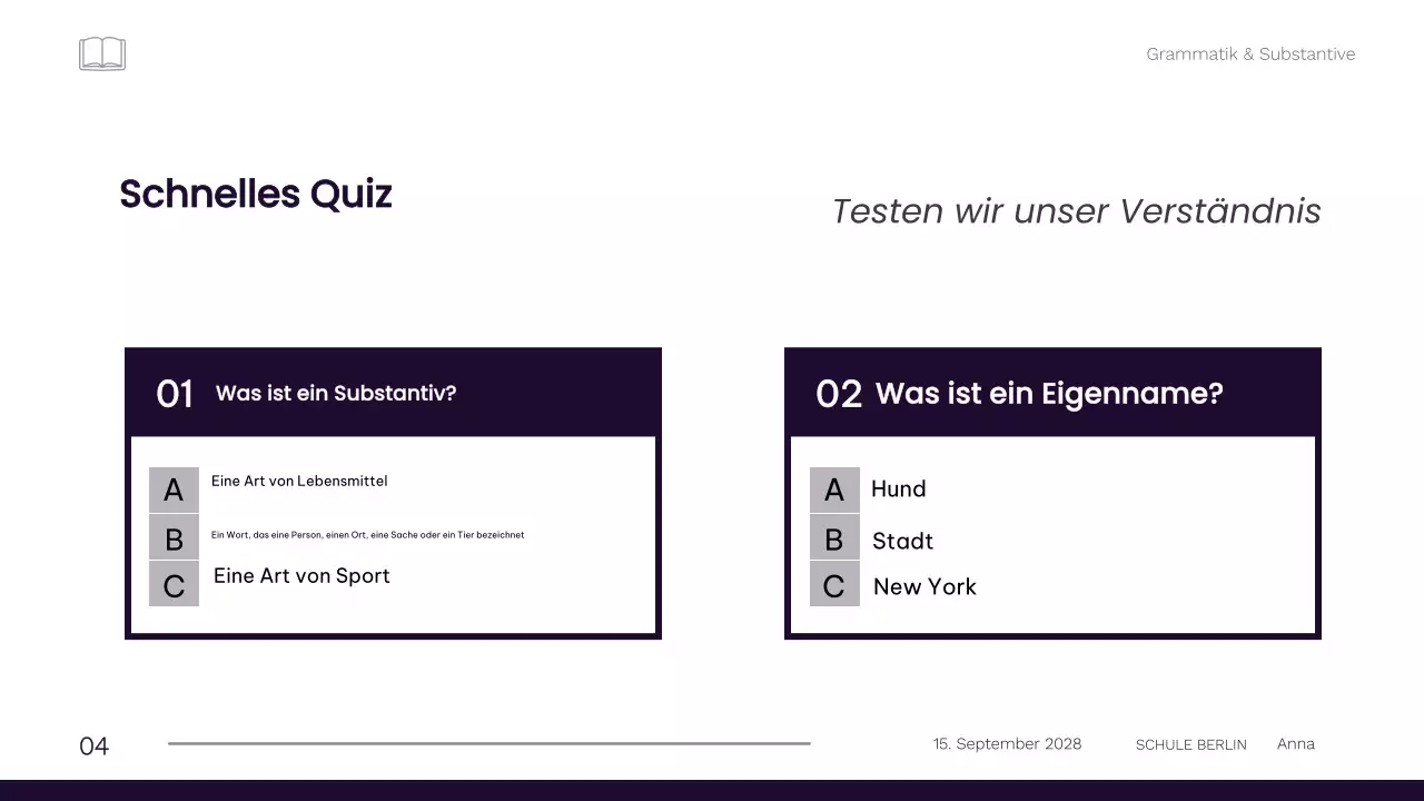 Professionelles minimalistisches Grammatikmaterial für die 1. Klasse