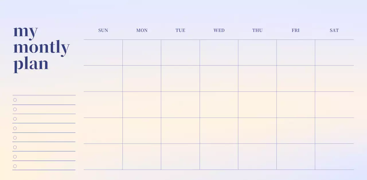 Gradient Minimalist Calendar
