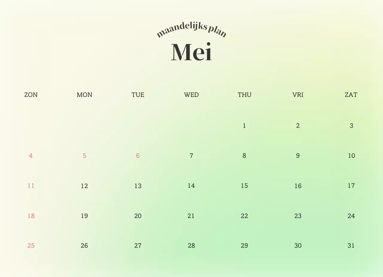 Verloop Minimalistische Emotie Kalender