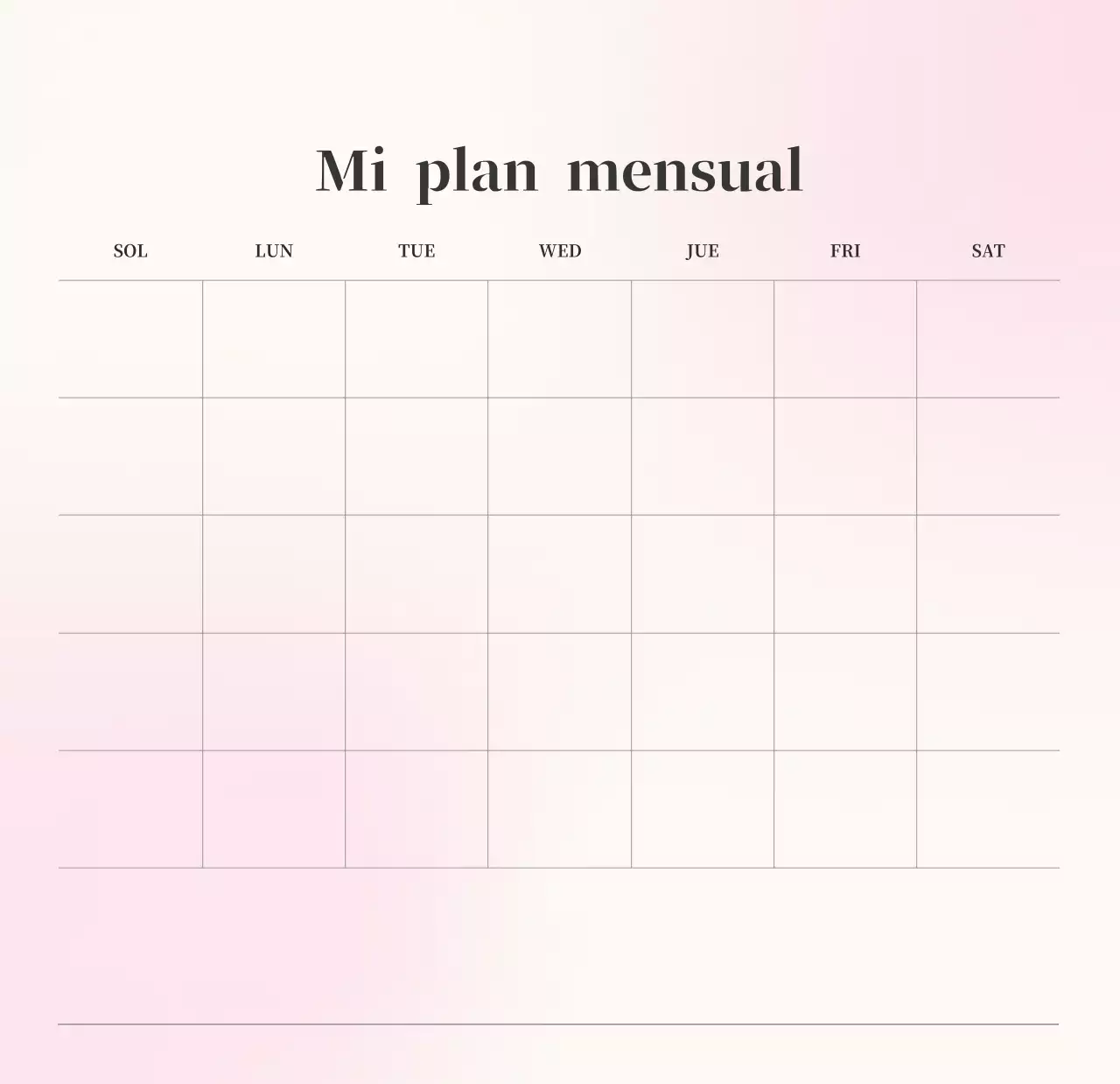 Calendario minimalista degradado