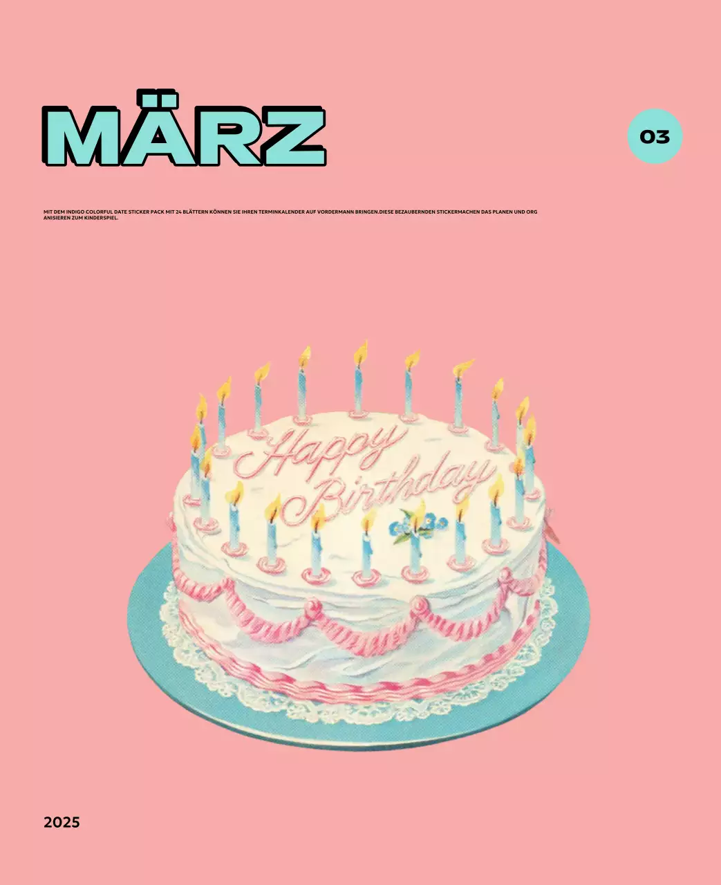 Bunte Kalender mit einer Vielzahl von Retro-Illustrationen