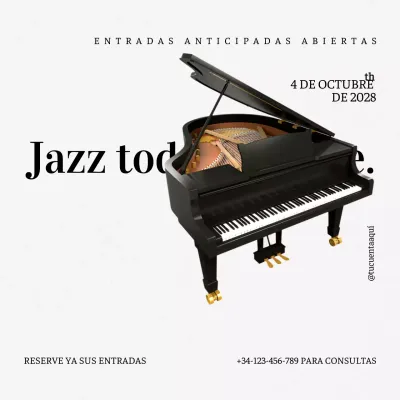 blanco negro elegante jazz música promoción de eventos