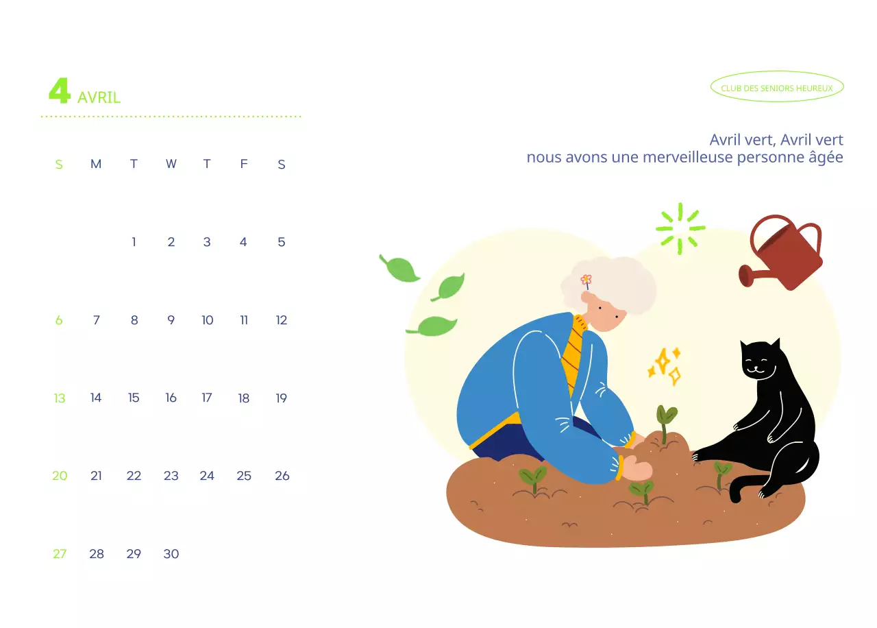 Calendrier d'entreprise avec de jolies illustrations