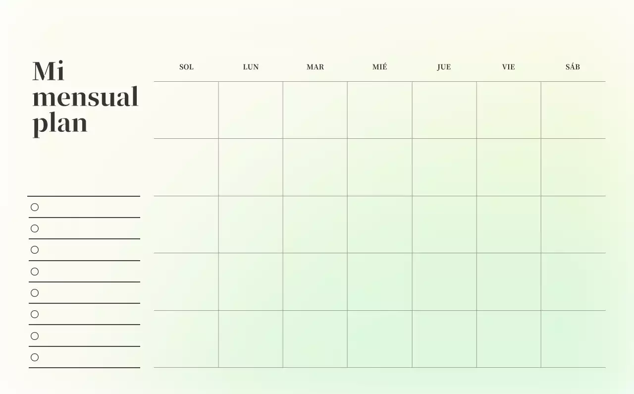 Calendario minimalista degradado