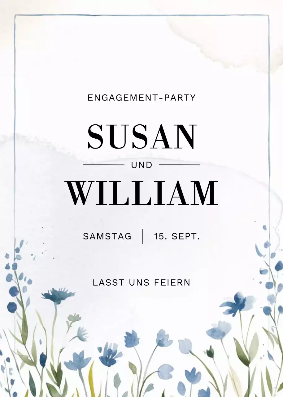 Blau Elegante Verlobungseinladung