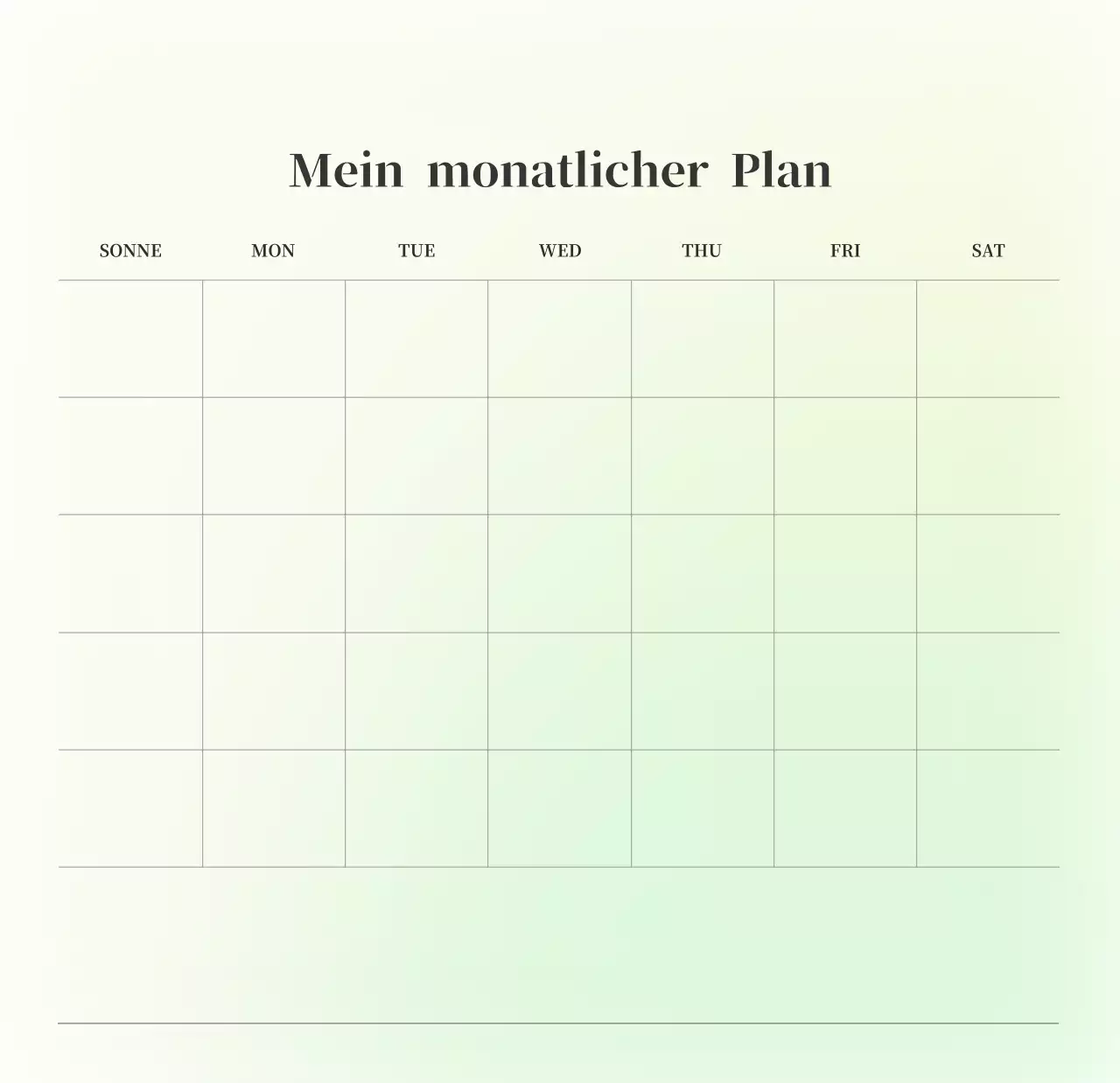 Minimalistischer Kalender mit Farbverlauf