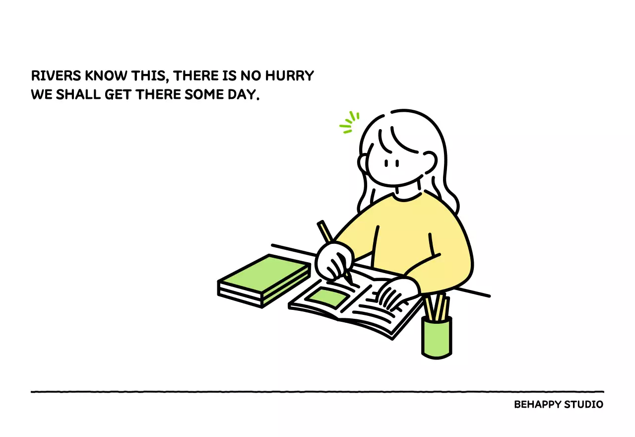 Illustrated calendar with a cute line style