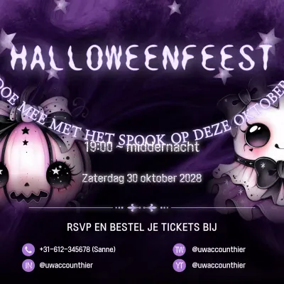 Paarse gotische Halloween-uitnodiging