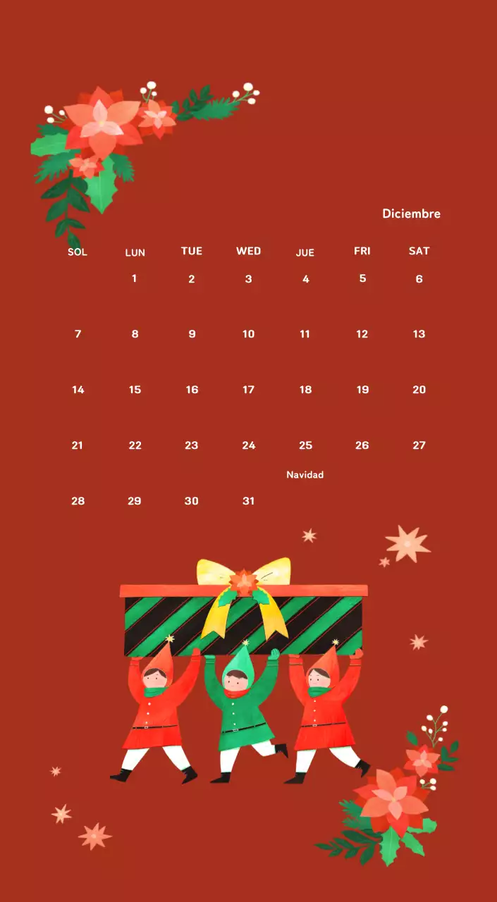 Calendario de Año Nuevo con cálidas ilustraciones