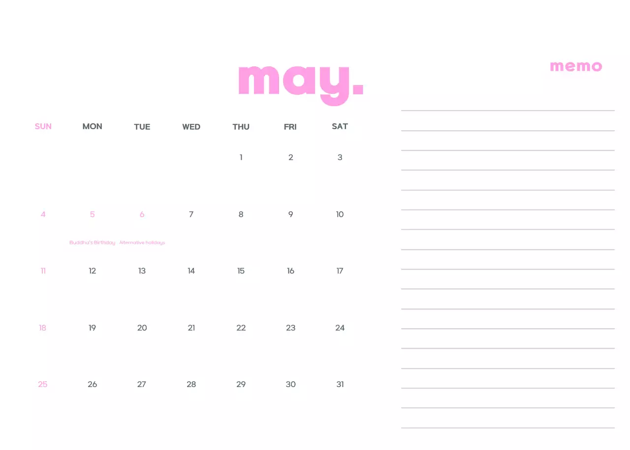 Business calendar with cute illustrations