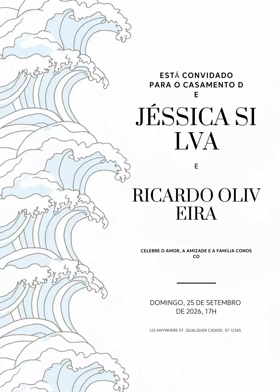 convite de casamento elegante azul