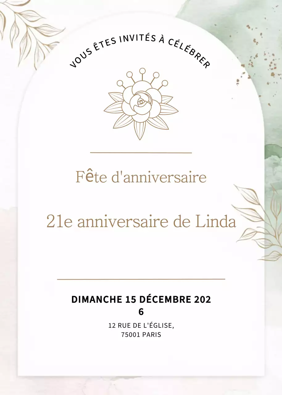 invitation d'anniversaire beige et élégante