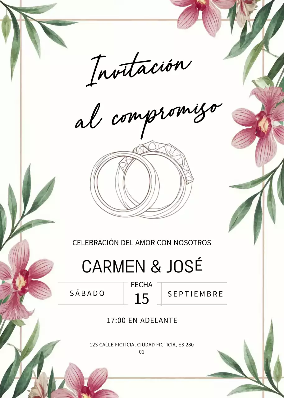 Invitación de compromiso blanca y elegante