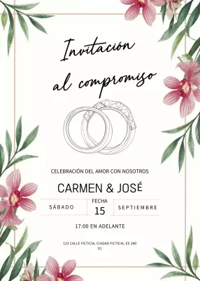 Invitación de compromiso blanca y elegante