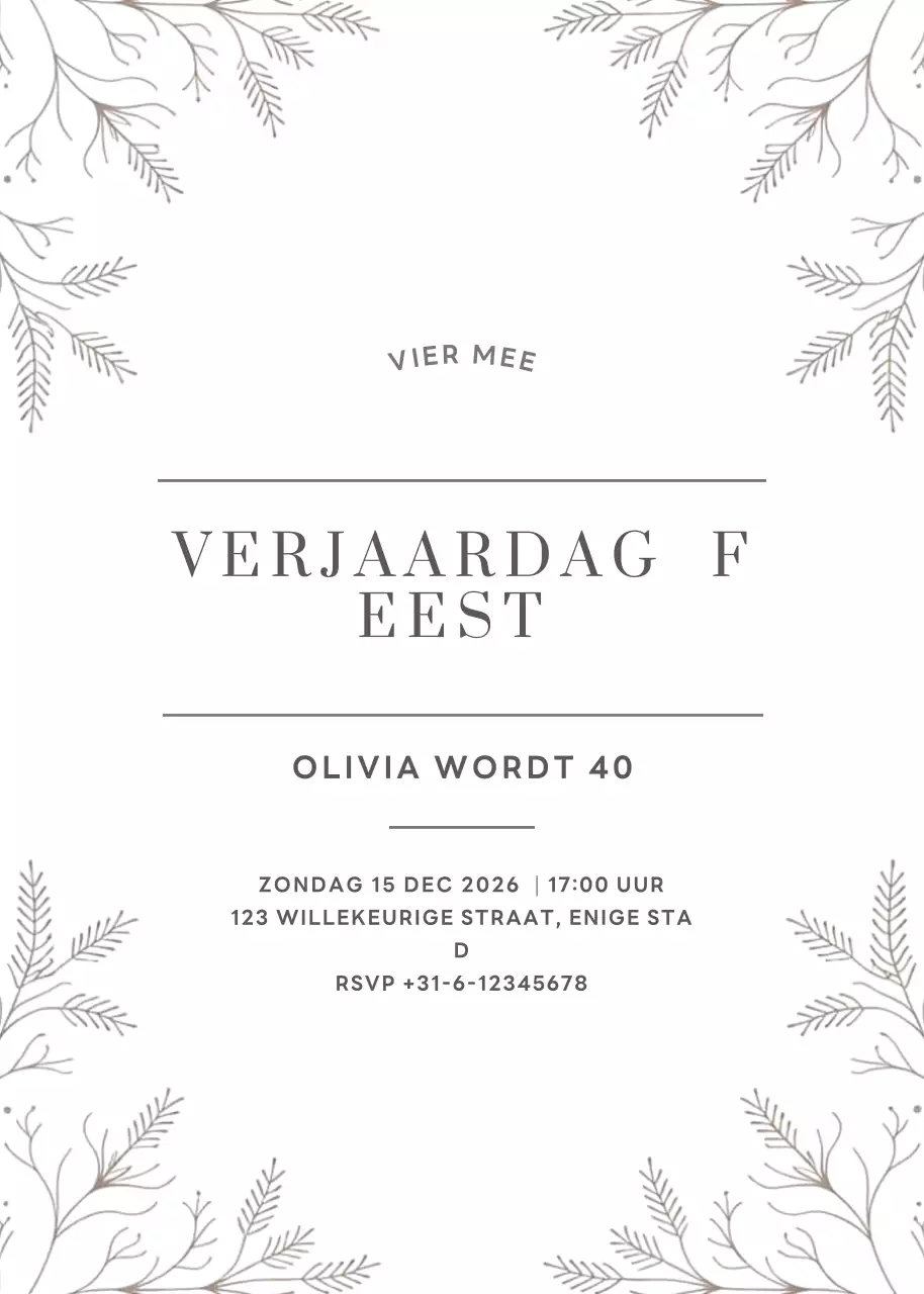 witte minimale verjaardagsuitnodiging