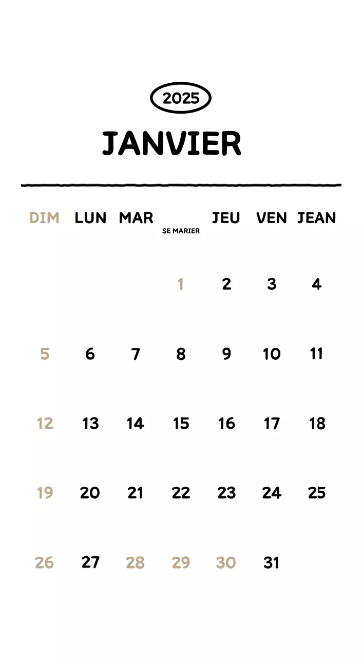 Calendrier illustré avec un joli style de lignes
