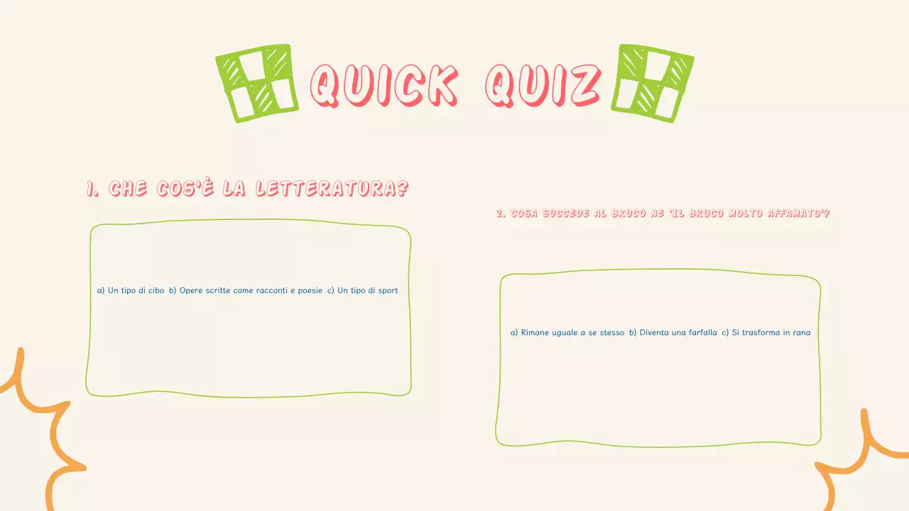 Presentazione della letteratura semplice e colorata per bambini