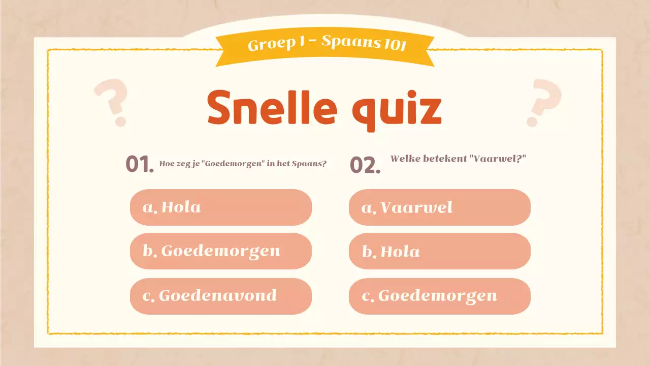 oranje eenvoudige taalklas