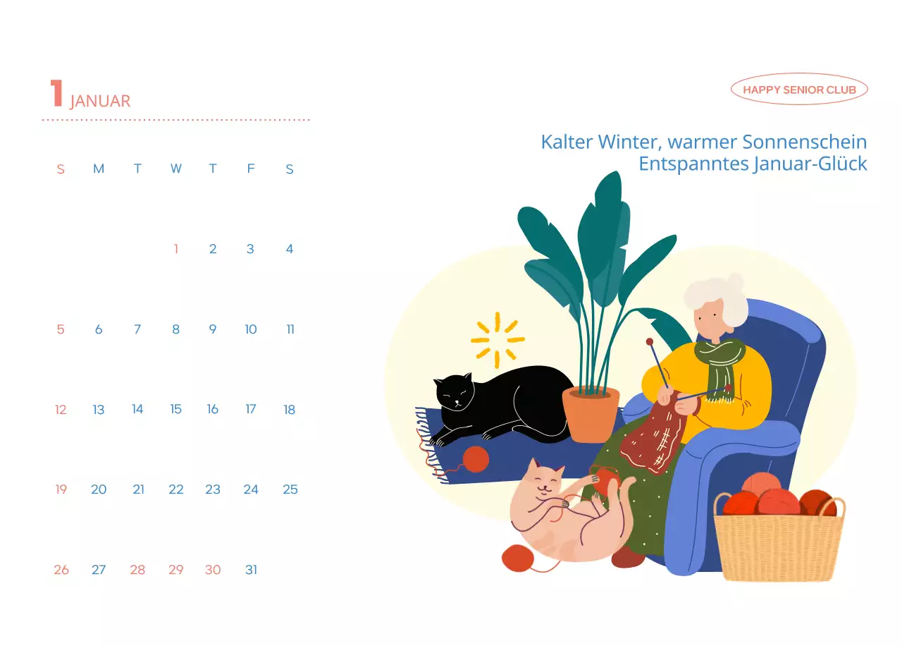 Geschäftskalender mit niedlichen Illustrationen