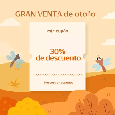 Anuncio otoñal natural de cupón de descuento para eventos en beige y marrón