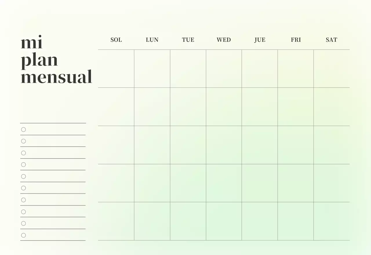 Calendario minimalista degradado