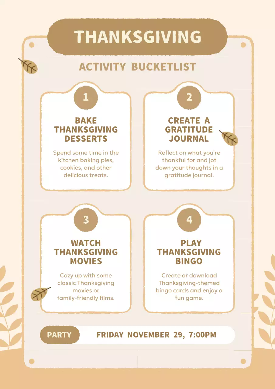 Beige Simple Thanksgiving Guide Poster