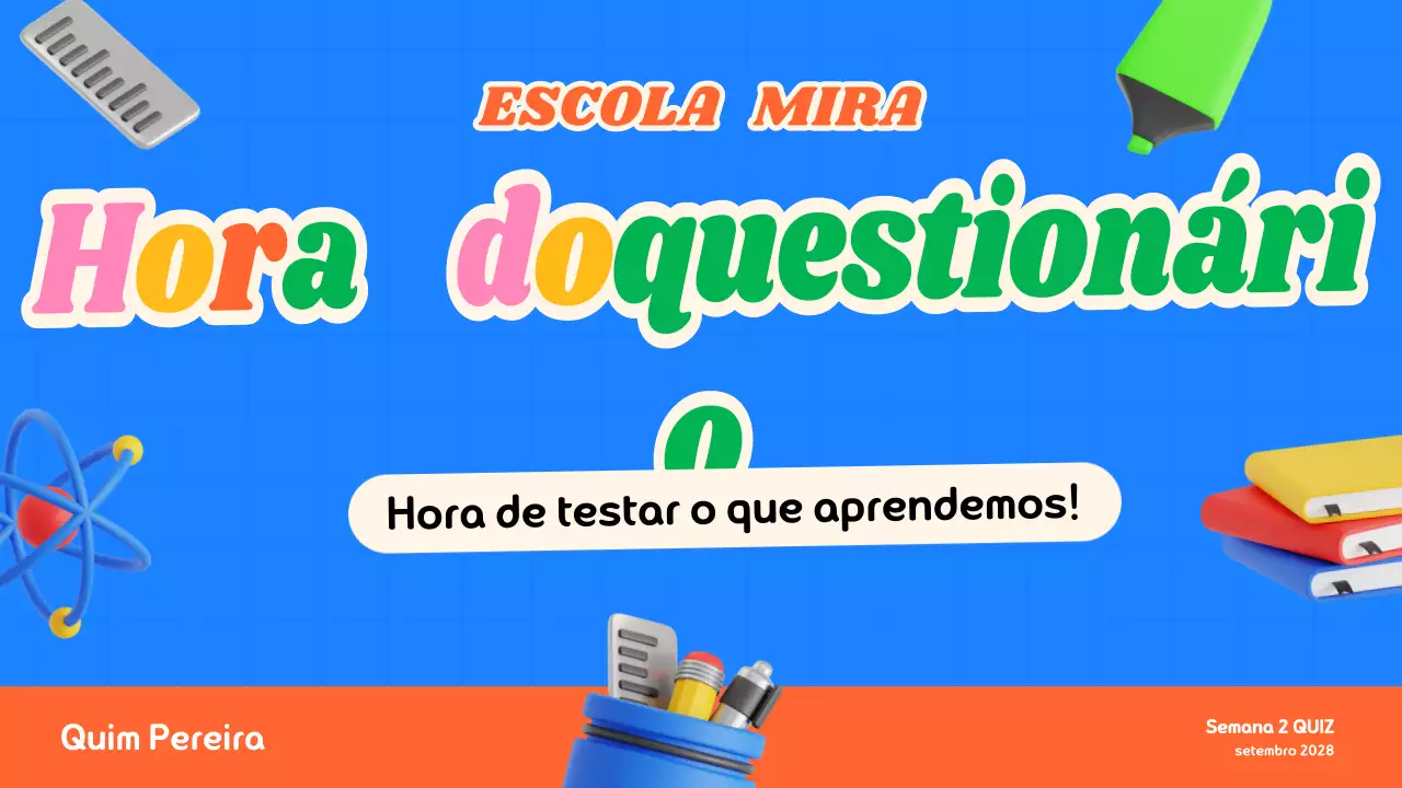 Material de aula de questionário moderno colorido