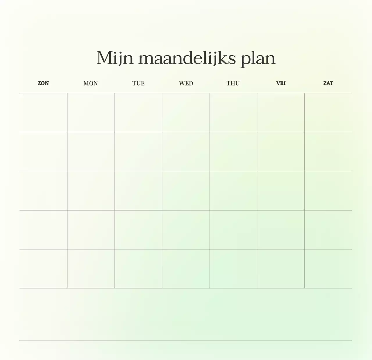 Minimalistische kalender met kleurverloop