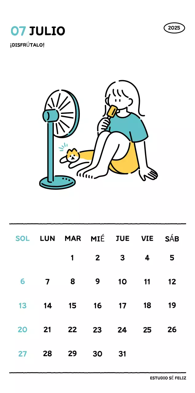 Calendario ilustrado con un bonito estilo de líneas