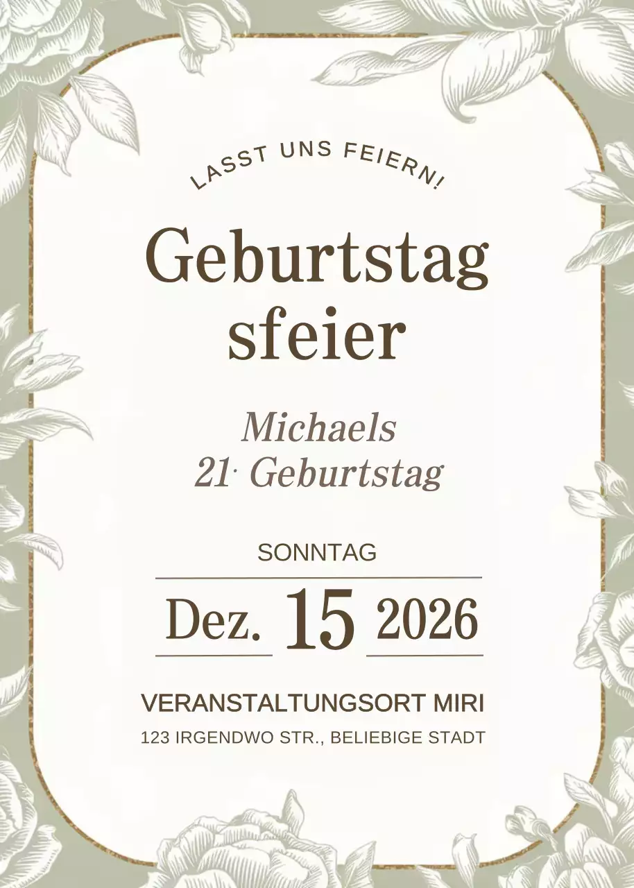 Salbei Elegante Geburtstagseinladung