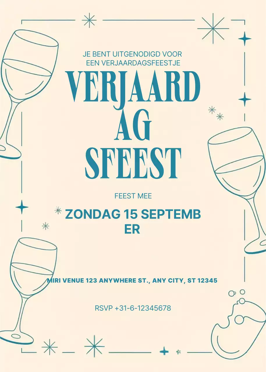 Beige Retro Verjaardagsuitnodiging